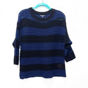 Brooks Brothers Blue and Black‎ 100% wool Striped Sweater M